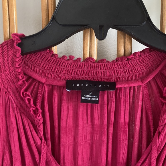 Evereve Sanctuary Pink Peasant Boho Blouse Medium - Picture 2 of 4